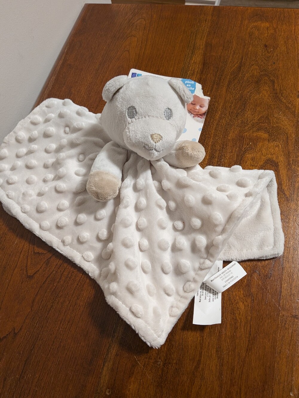 Chikitoe Plush Bear Lovey Security Blanket - Soft Gray And Cream NWT.